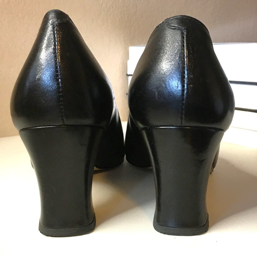 ETIENNE AIGNER Black Leather "Monte Carlo" Block Heel Pumps   7M - Picture 7 of 14